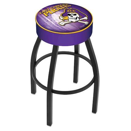 Holland Bar Stool Co 30" 4" East Carolina Cushion Seat, Blk Wrinkle Base Swivel Bar Stool L8B130Ecarol-D2
